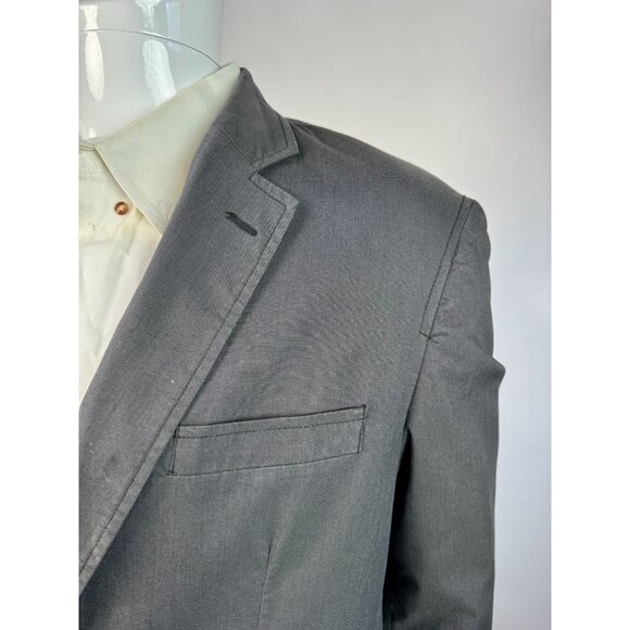 Mens Gray Modern Fit Blazer XL Blue By Cinque 2-Button Cotton Blend - Picture 2 of 16